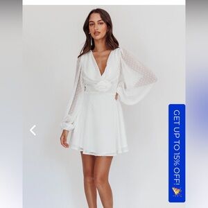 Open heart long sleeve rosette mini dress